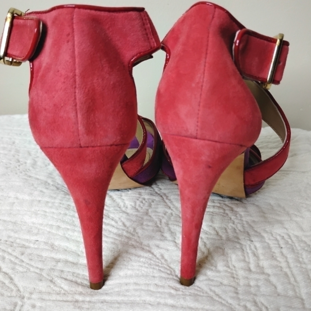 Diane von Furstenberg Suede Strappy Heels Size 6.5 DVF - Picture 6 of 9